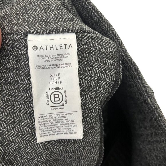 Athleta Delancey Herringbone Tights XS Black Abalone Grey 487663 Travel - Picture 10 of 11